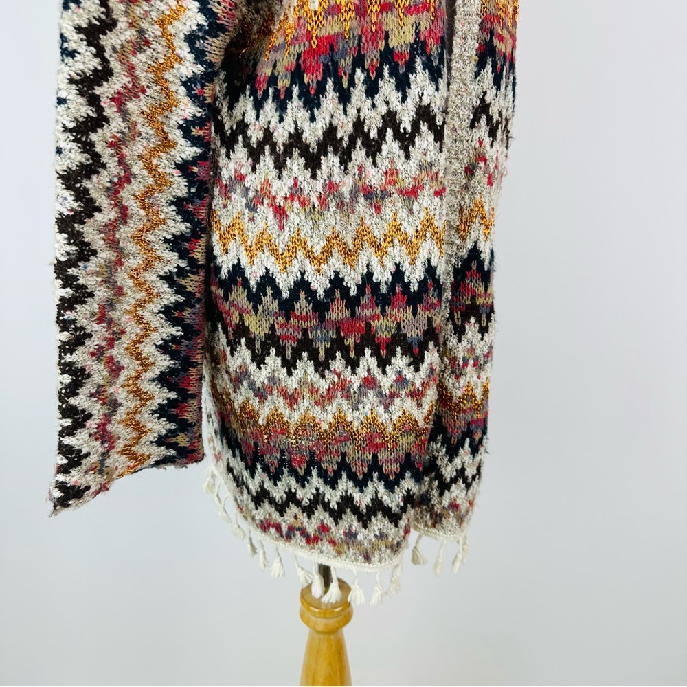 Soft Surroundings Striped Chevron Cardigan Sweater Size Medium - Picture 6 of 13